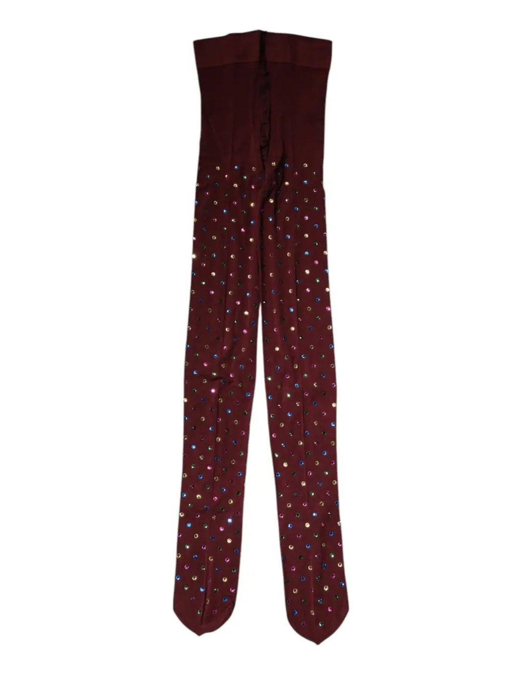 Dolce &amp; Gabbana Maroon Nylon Crystal Embellished Pantyhose Tights