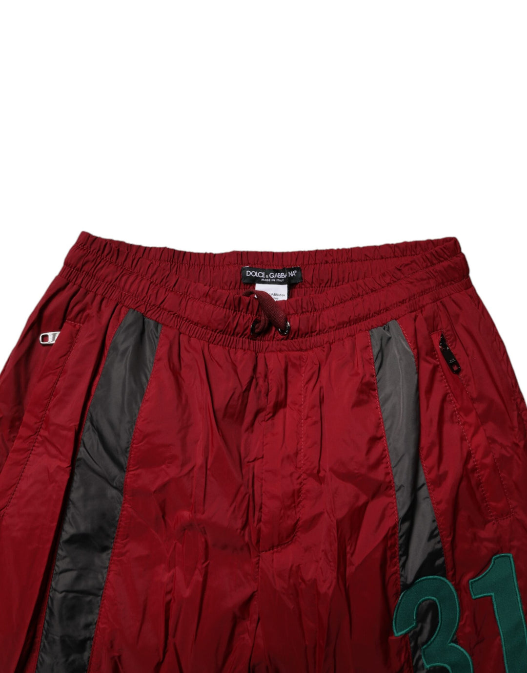 Dolce &amp; Gabbana Maroon Nylon Men Jogger Sweatpants Pants