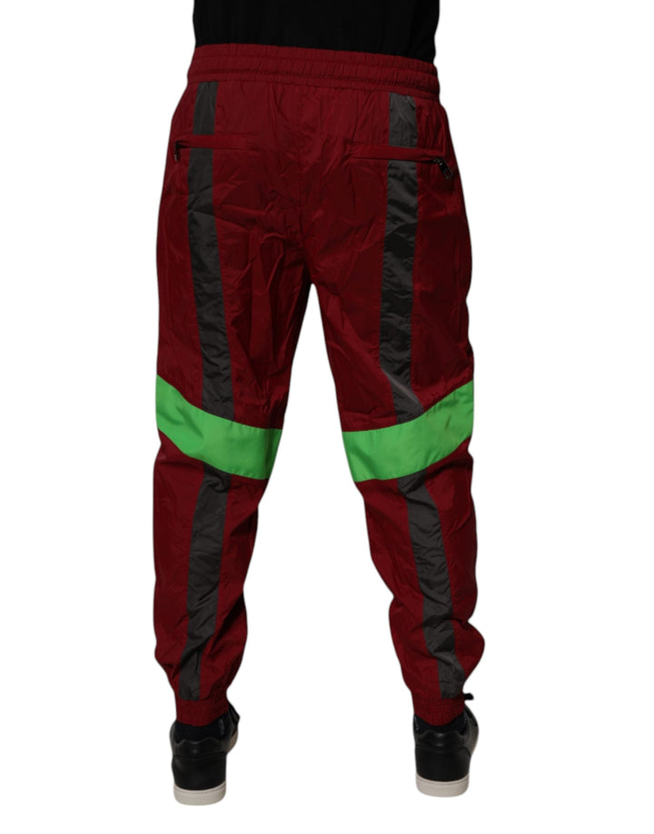 Dolce &amp; Gabbana Maroon Nylon Men Jogger Sweatpants Pants