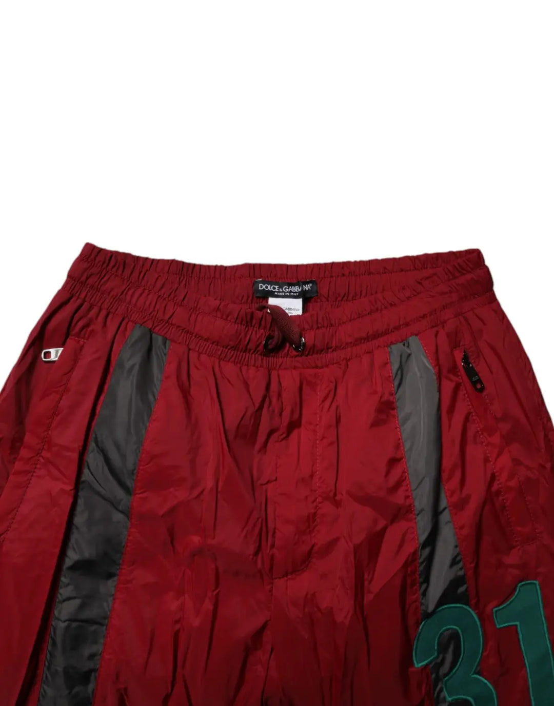 Dolce &amp; Gabbana Maroon Nylon Men Jogger Sweatpants Pants