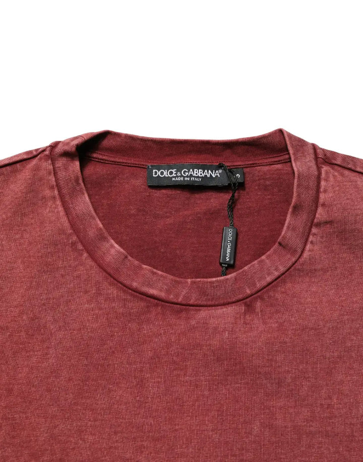 Dolce &amp; Gabbana Maroon Print Round Neck Short Sleeve T-shirt