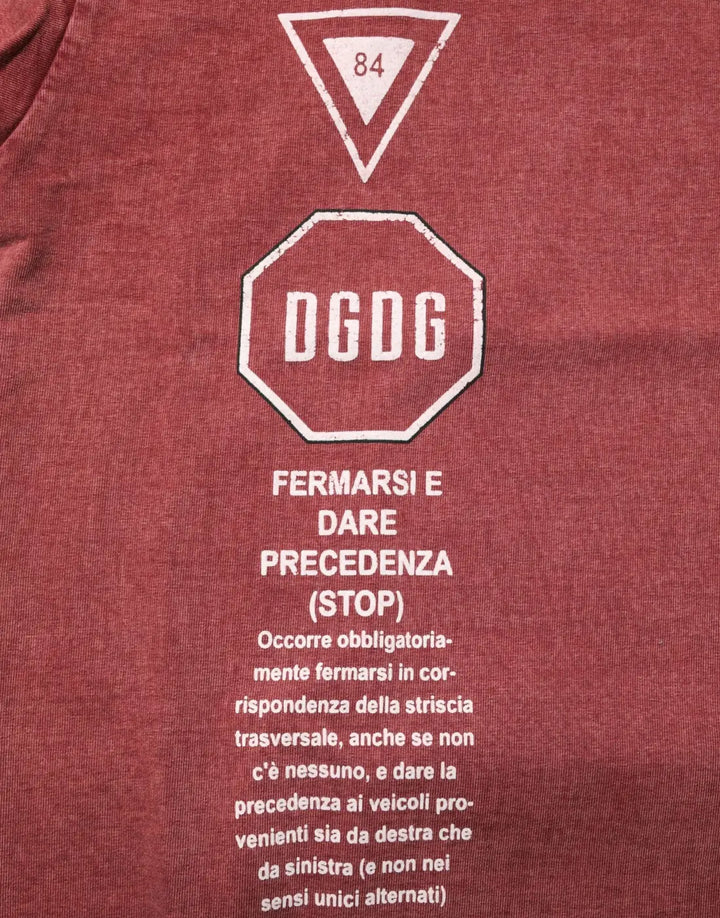 Dolce &amp; Gabbana Maroon Print Round Neck Short Sleeve T-shirt