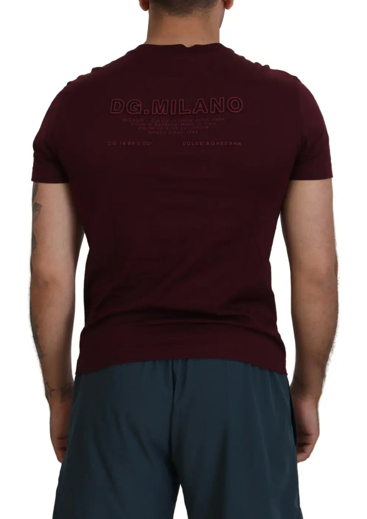 Dolce &amp; Gabbana Maroon Printed Short Sleeves Men T-shirt