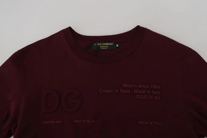 Dolce &amp; Gabbana Maroon Printed Short Sleeves Men T-shirt