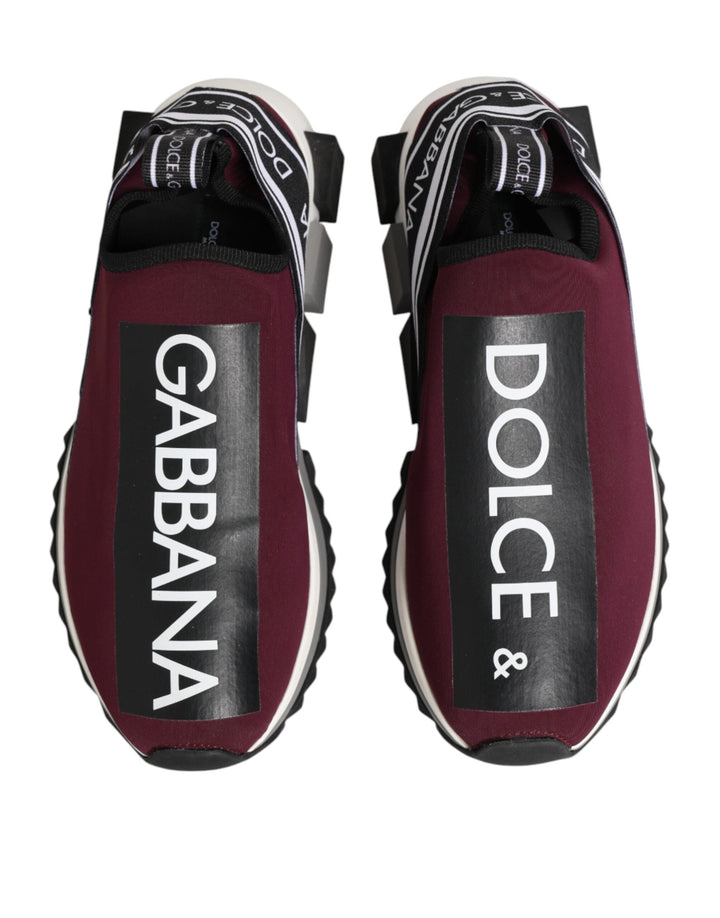 Dolce &amp; Gabbana Maroon Slip On Sorrento Men Sneakers Shoes
