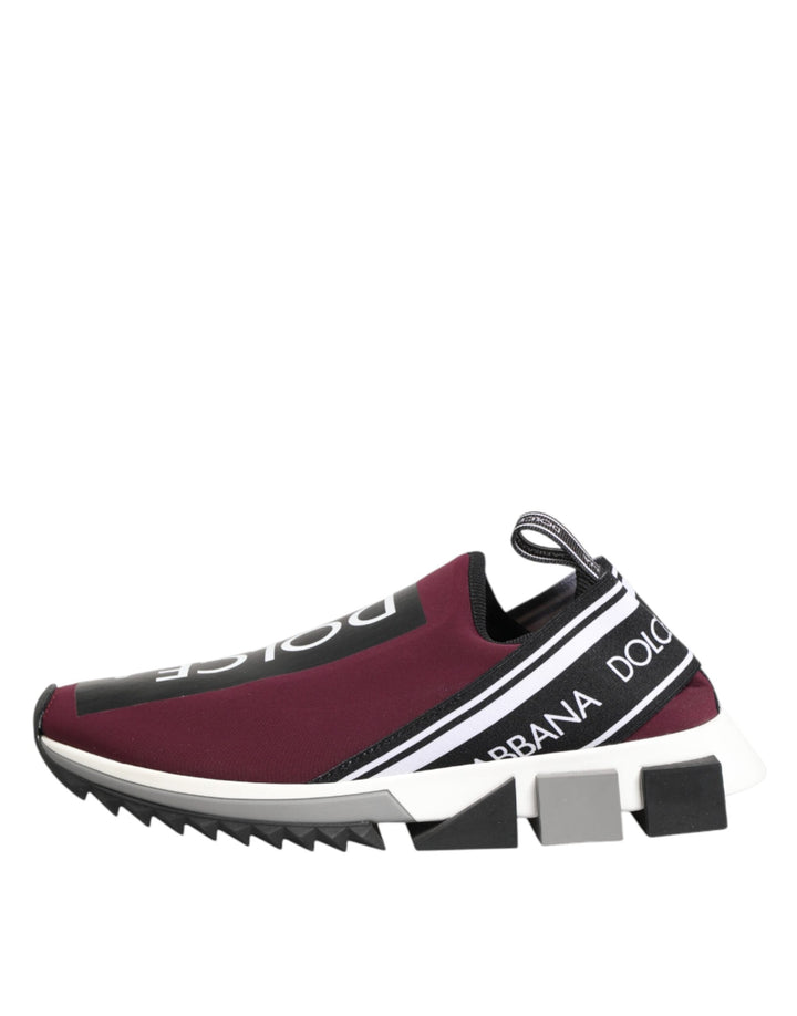 Dolce &amp; Gabbana Maroon Slip On Sorrento Men Sneakers Shoes