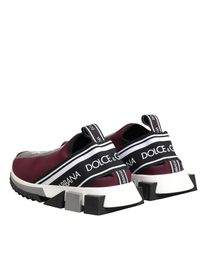 Dolce &amp; Gabbana Maroon Slip On Sorrento Men Sneakers Shoes