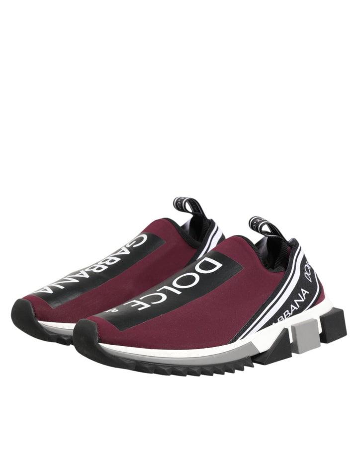 Dolce &amp; Gabbana Maroon Slip On Sorrento Men Sneakers Shoes