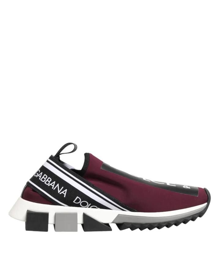 Dolce &amp; Gabbana Maroon Slip On Sorrento Men Sneakers Shoes