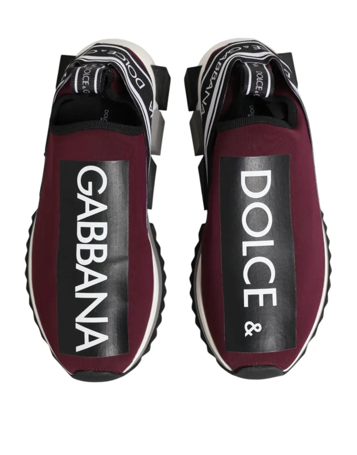 Dolce &amp; Gabbana Maroon Slip On Sorrento Men Sneakers Shoes