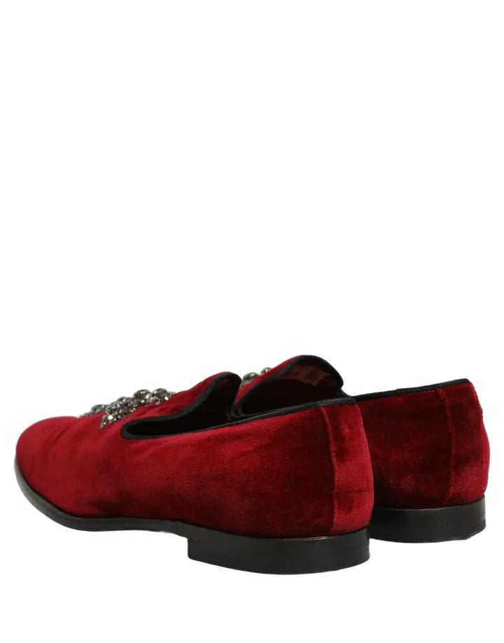 Dolce &amp; Gabbana Maroon Suede Cross Slip On Dress Loafers Shoes
