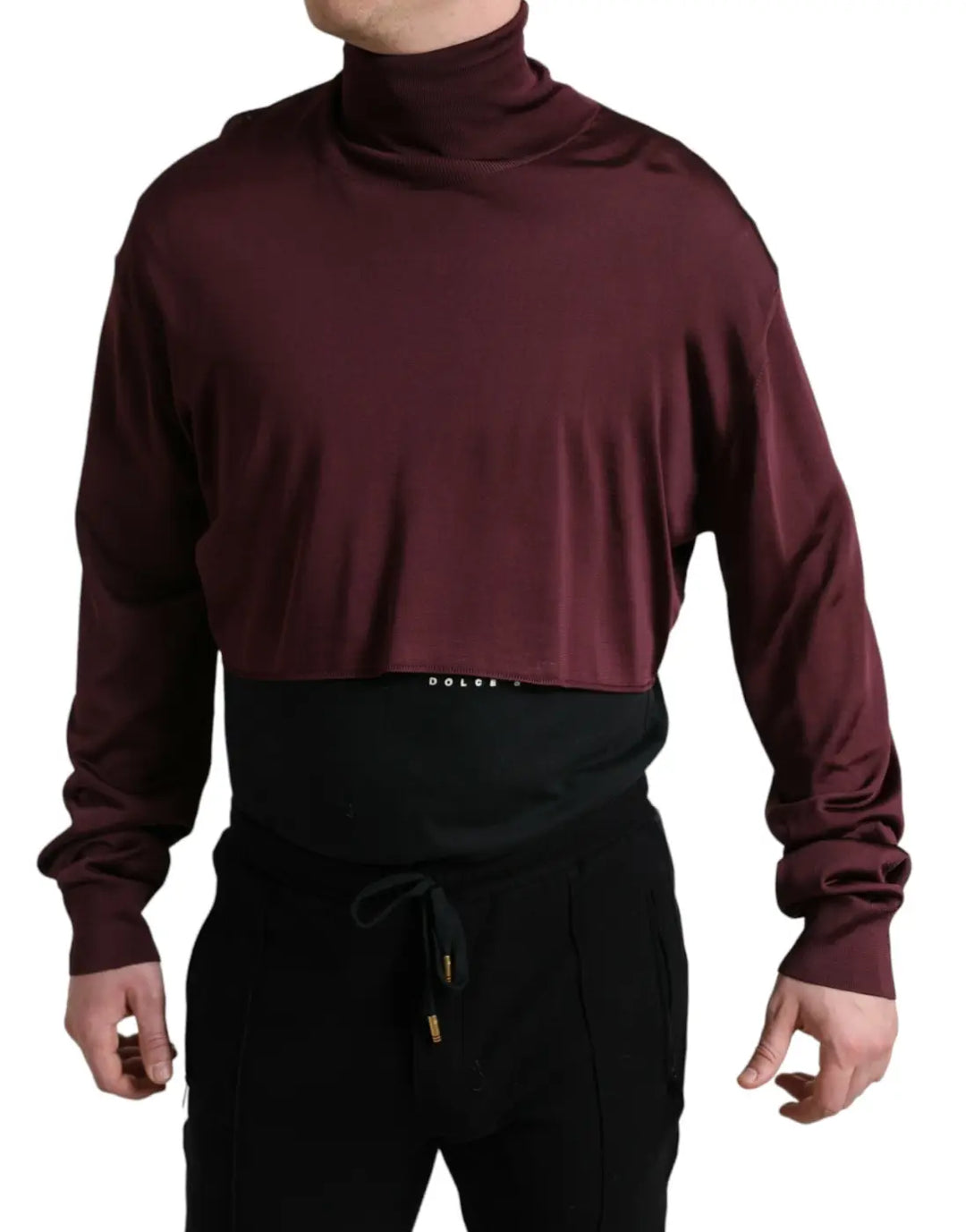 Dolce &amp; Gabbana Maroon Viscose Turtleneck Pullover Sweater