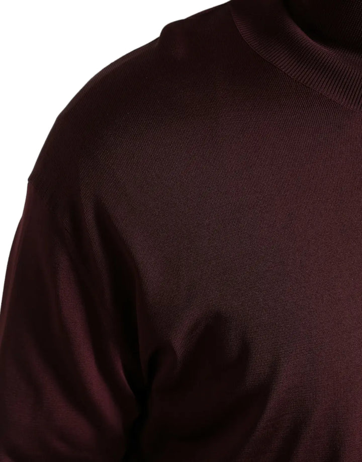 Dolce &amp; Gabbana Maroon Viscose Turtleneck Pullover Sweater