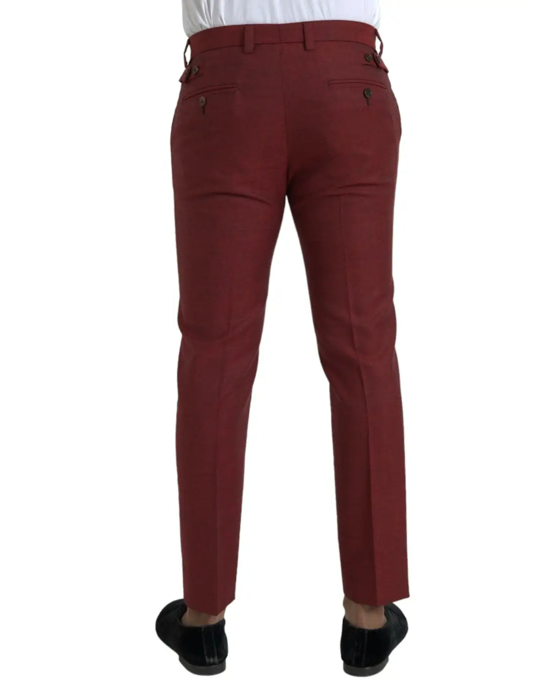 Dolce &amp; Gabbana Maroon Wool Men Skinny Dress Pants