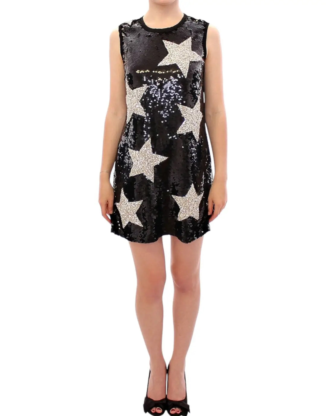 Dolce &amp; Gabbana Masterpiece black crystal swarovski stars sheath dress