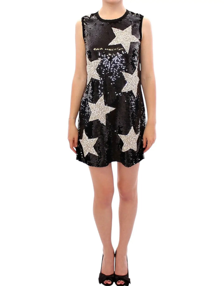 Dolce &amp; Gabbana Masterpiece black crystal swarovski stars sheath dress