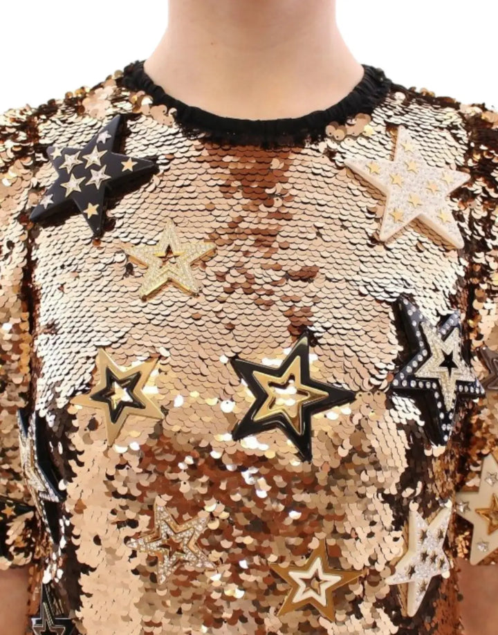 Dolce &amp; Gabbana Masterpiece gold sequined crystal swarovski dress