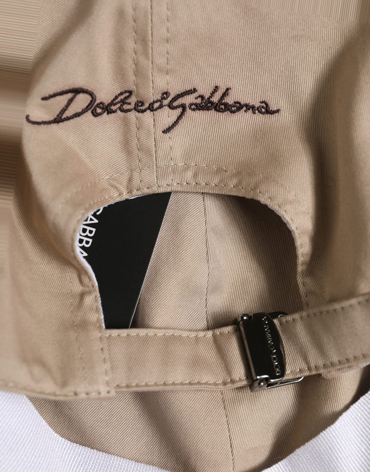 Dolce &amp; Gabbana Men Beige Cotton Stretch Baseball Capello Hat