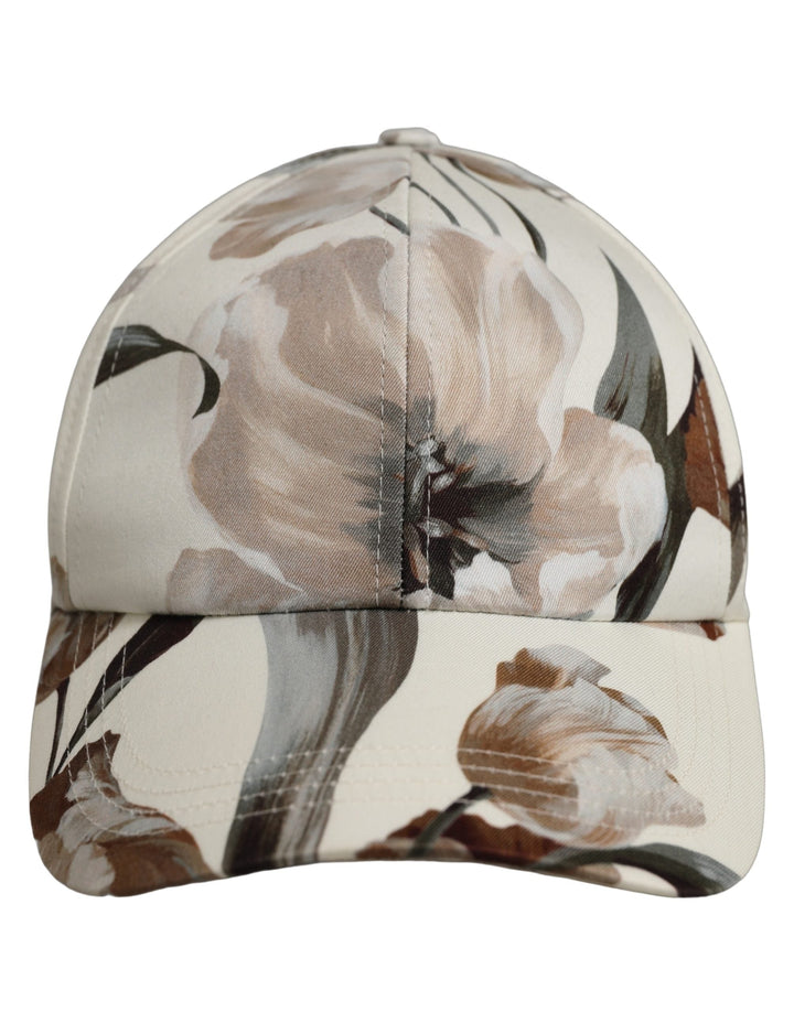 Dolce &amp; Gabbana Men Beige Floral Cotton Baseball Capello Hat