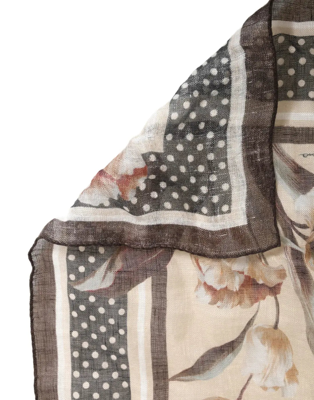 Dolce &amp; Gabbana Men Beige Floral Linen Square Foulard Scarf