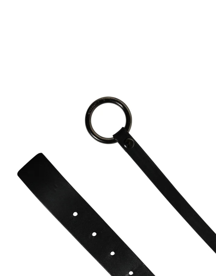 Dolce &amp; Gabbana Men Black Calfskin Leather Metal Buckle Belt