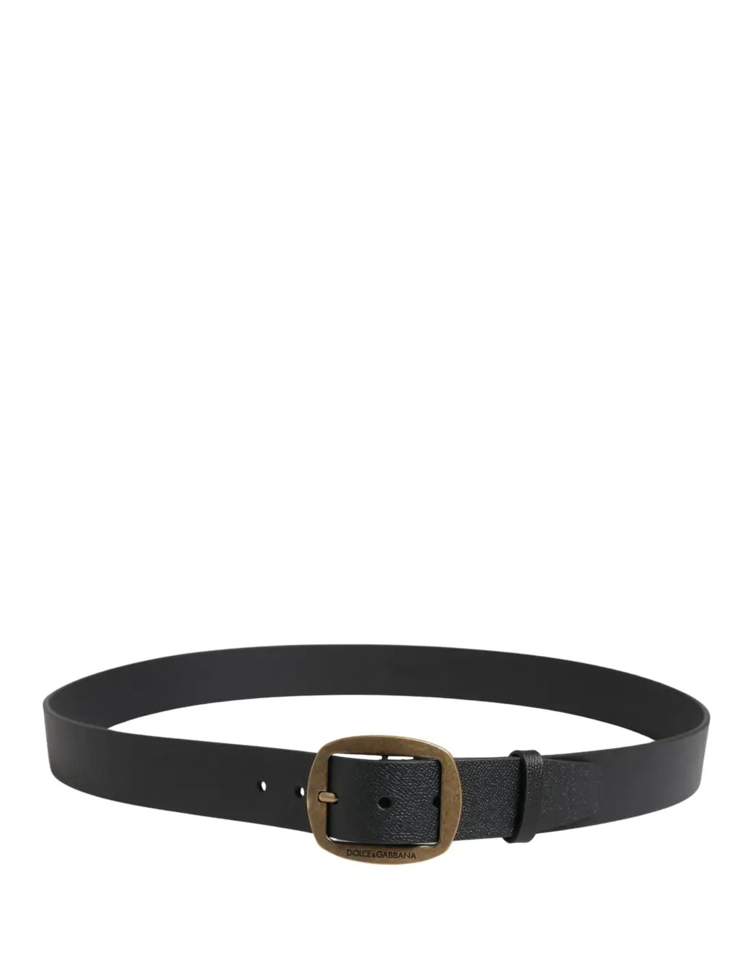 Dolce &amp; Gabbana Men Black Classic Leather Metal Buckle Belt