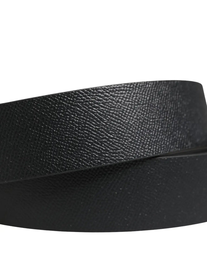 Dolce &amp; Gabbana Men Black Classic Leather Metal Buckle Belt