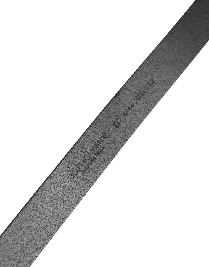 Dolce &amp; Gabbana Men Black Classic Leather Metal Buckle Belt
