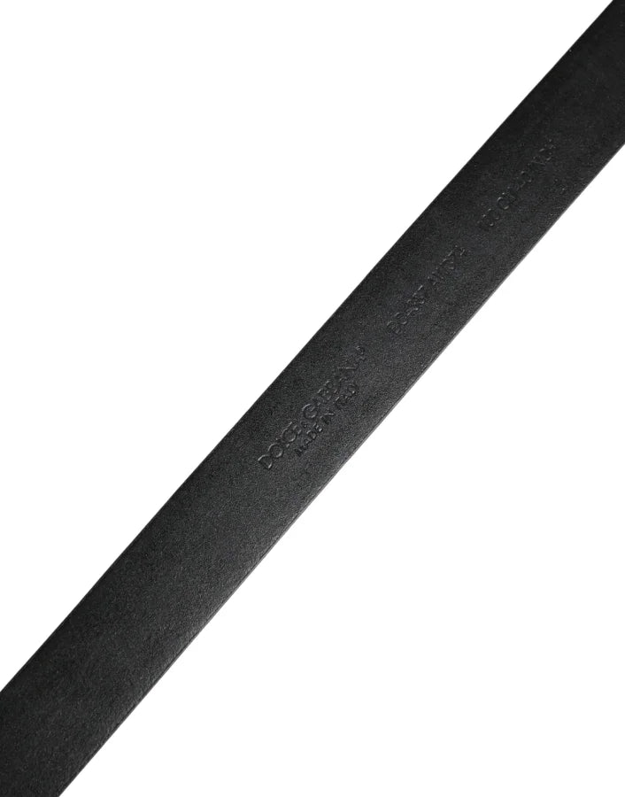Dolce &amp; Gabbana Men Black Classic Leather Metal Buckle Belt