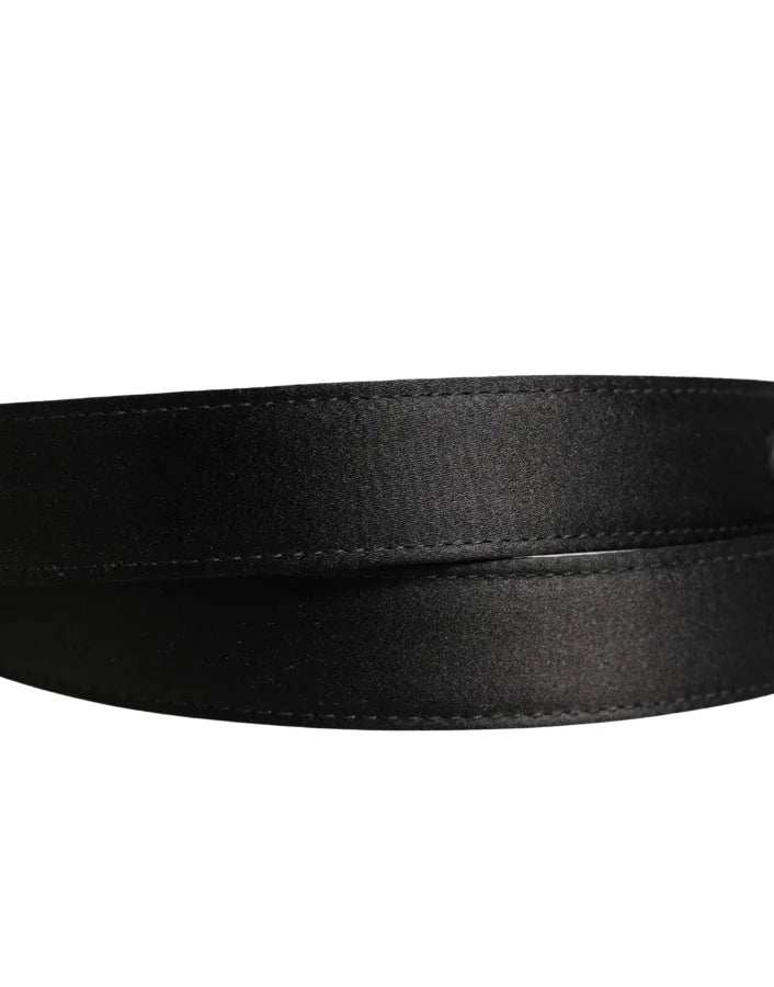 Dolce &amp; Gabbana Men Black Classic Leather Metal Buckle Belt