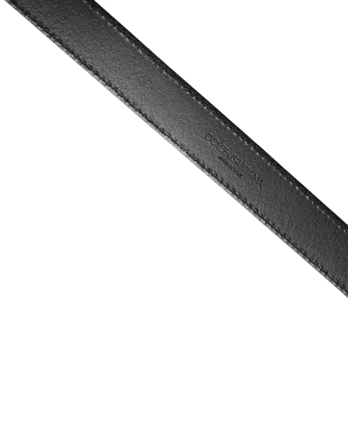 Dolce &amp; Gabbana Men Black Classic Leather Square Buckle Belt
