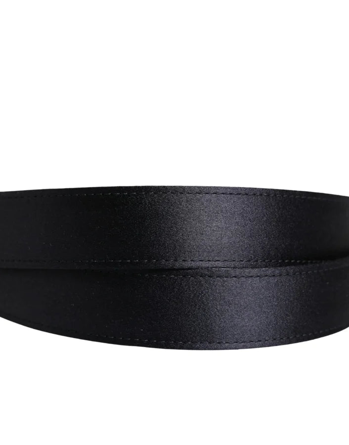 Dolce &amp; Gabbana Men Black Classic Viscose Metal Buckle Belt