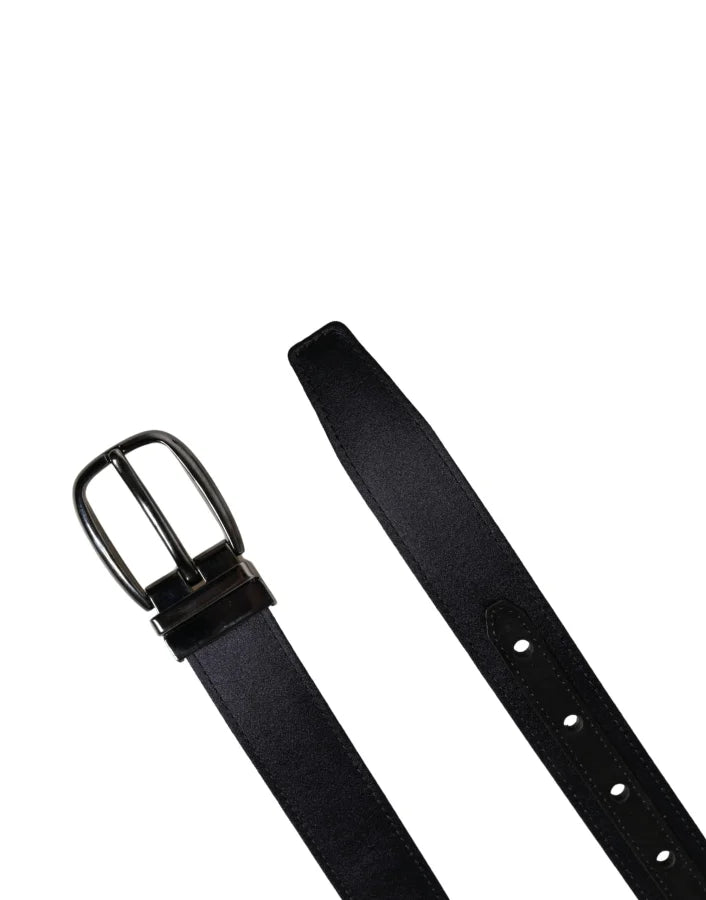 Dolce &amp; Gabbana Men Black Classic Viscose Metal Buckle Belt