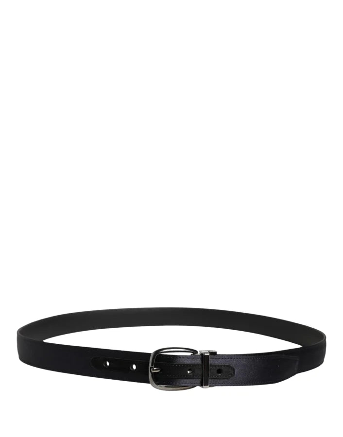 Dolce &amp; Gabbana Men Black Classic Viscose Metal Buckle Belt