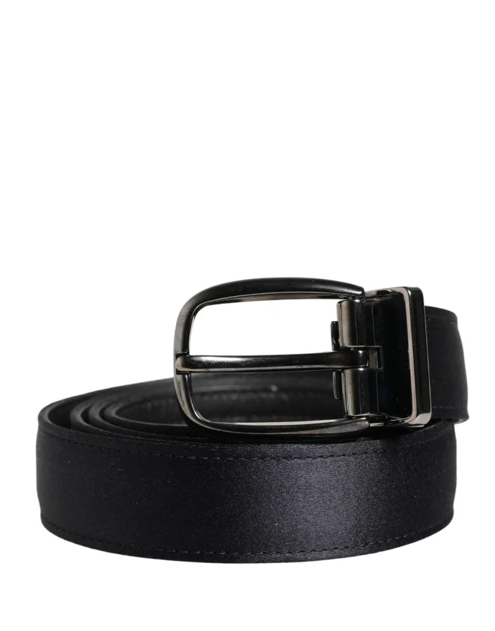 Dolce &amp; Gabbana Men Black Classic Viscose Metal Buckle Belt