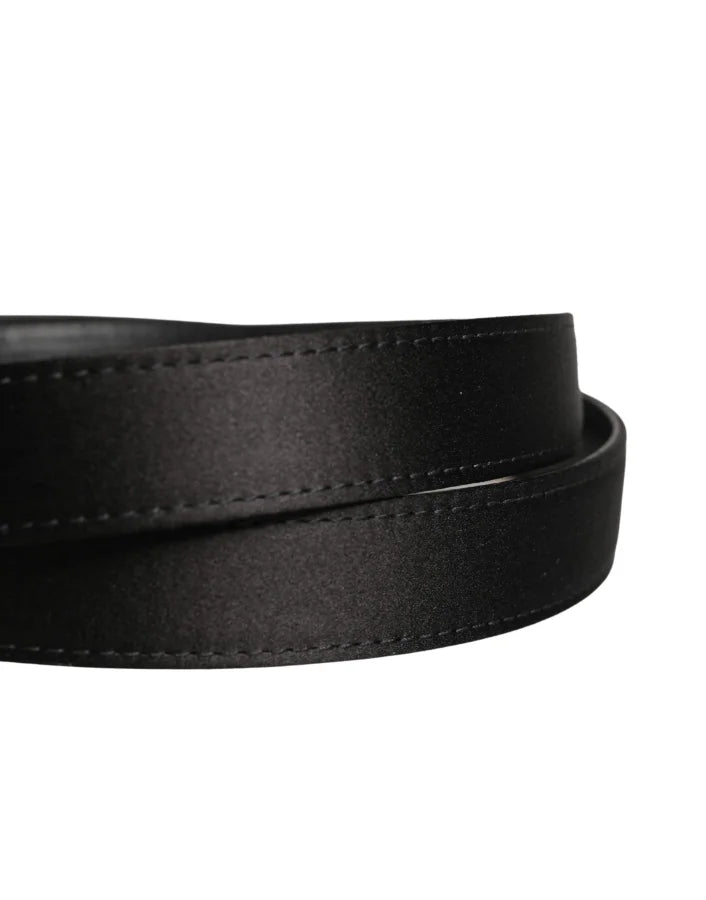 Dolce &amp; Gabbana Men Black Classic Viscose Metal Buckle Belt