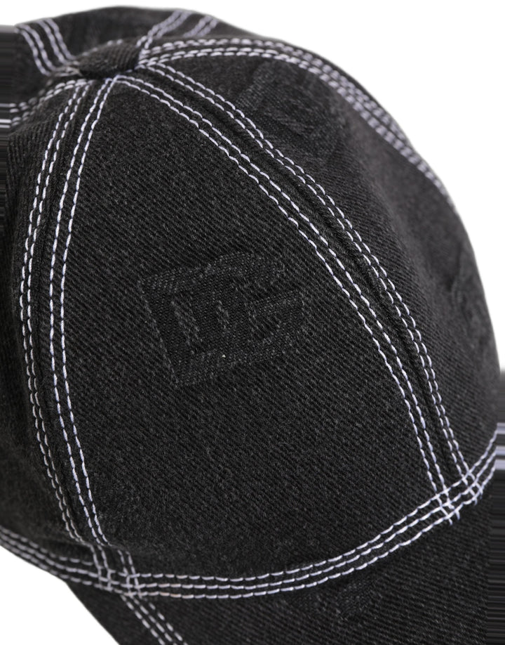 Dolce &amp; Gabbana Men Black Cotton 6 Panel Baseball Capello Hat
