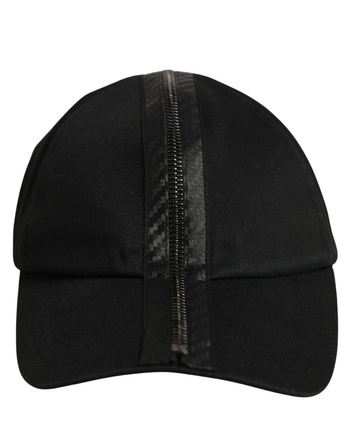 Dolce &amp; Gabbana Men Black Cotton Baseball Cap 6 Panels Hat