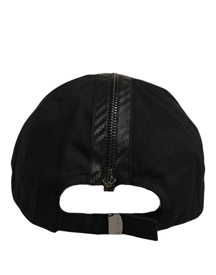 Dolce &amp; Gabbana Men Black Cotton Baseball Cap 6 Panels Hat