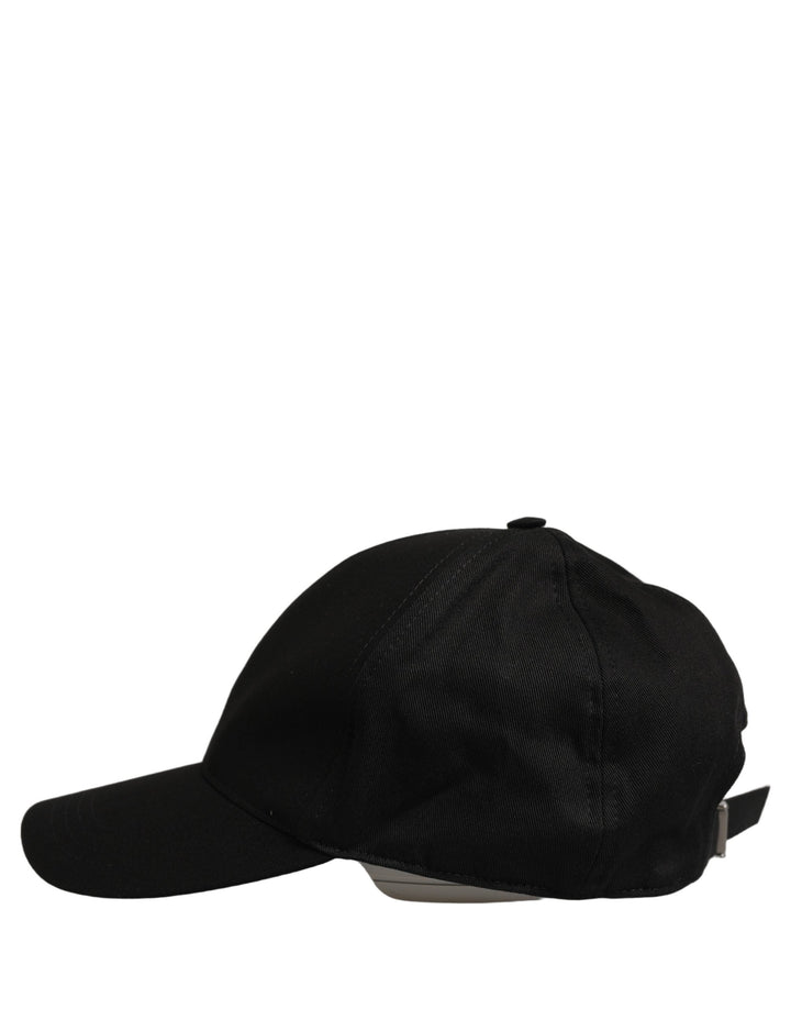 Dolce &amp; Gabbana Men Black Cotton Baseball Capello 6 Panels Hat