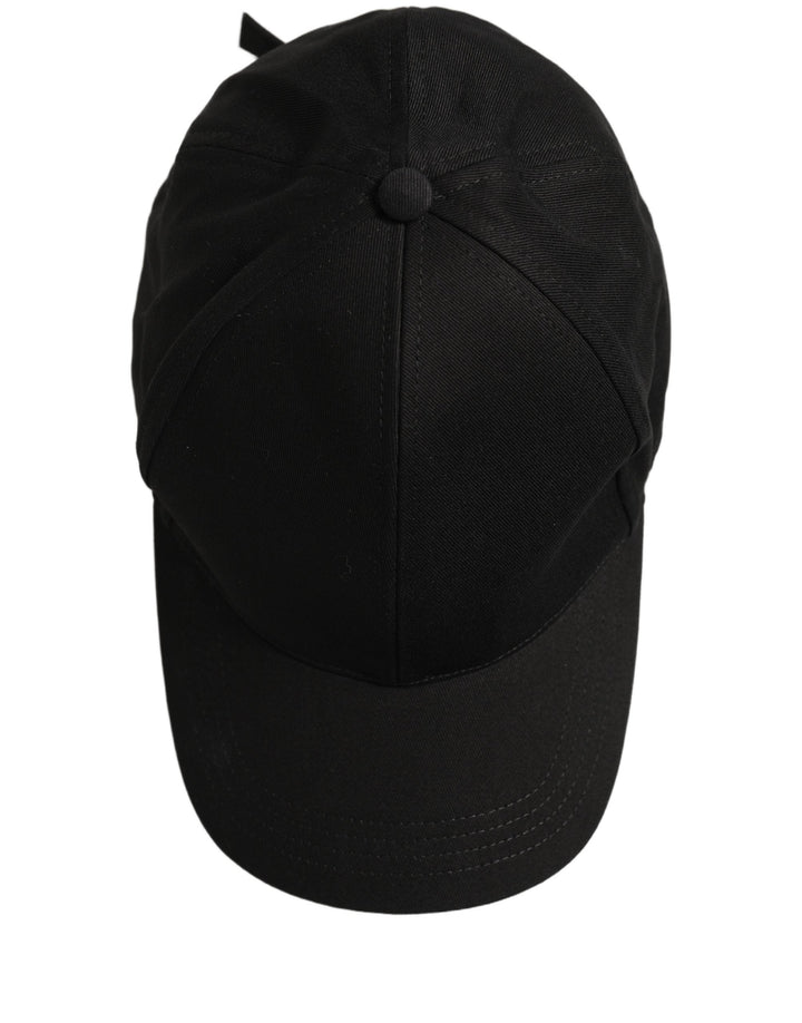 Dolce &amp; Gabbana Men Black Cotton Baseball Capello 6 Panels Hat