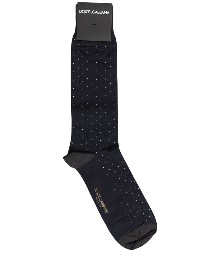 Dolce &amp; Gabbana Men Black Cotton Polka Dot Mid Calf Accessory Socks
