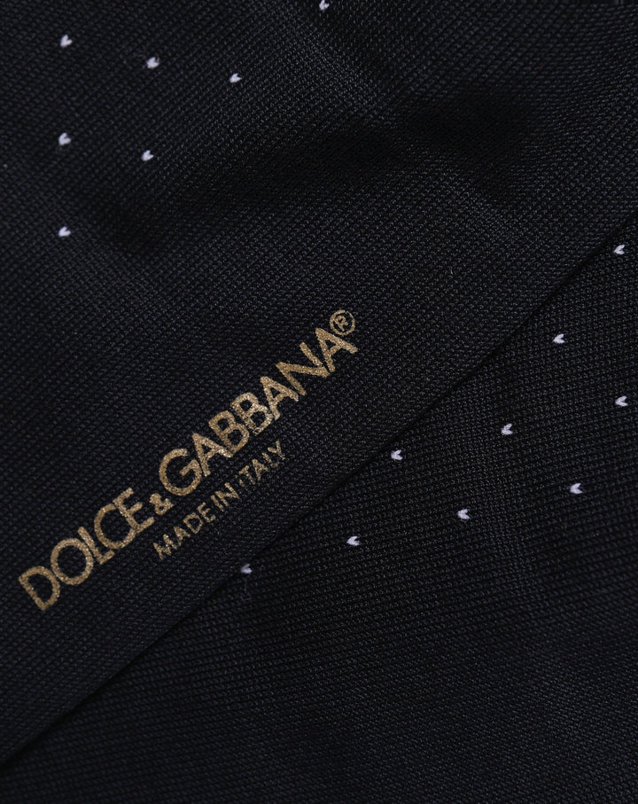 Dolce &amp; Gabbana Men Black Cotton Polka Dot Mid Calf Accessory Socks