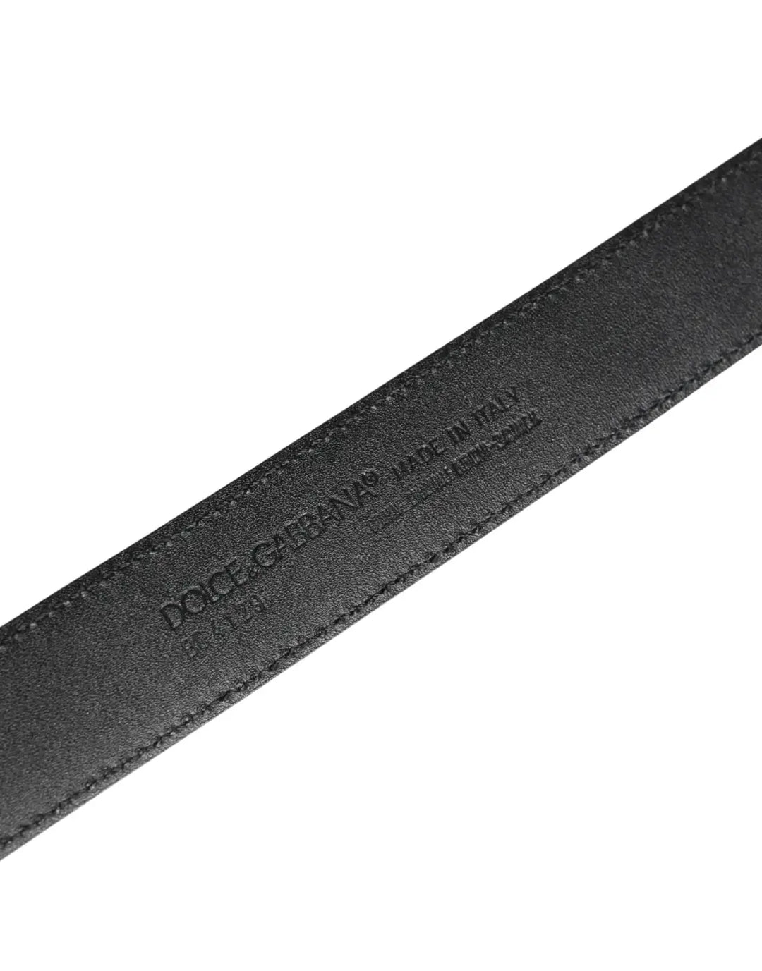 Dolce &amp; Gabbana Men Black Exotic Leather Logo Buckle Belt