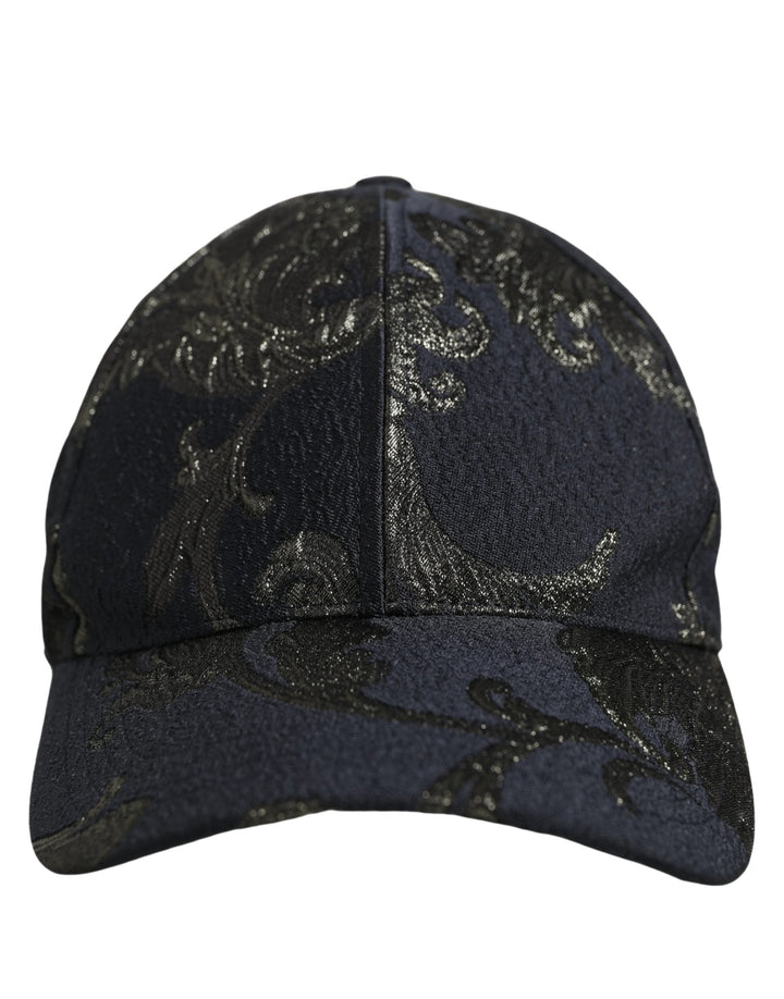 Dolce &amp; Gabbana Men Black Floral Barocco Cotton Baseball Cap Hat