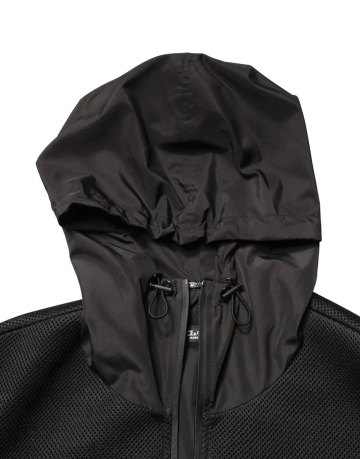 Dolce &amp; Gabbana Men Black Hooded Full Zip Bomber Jacket