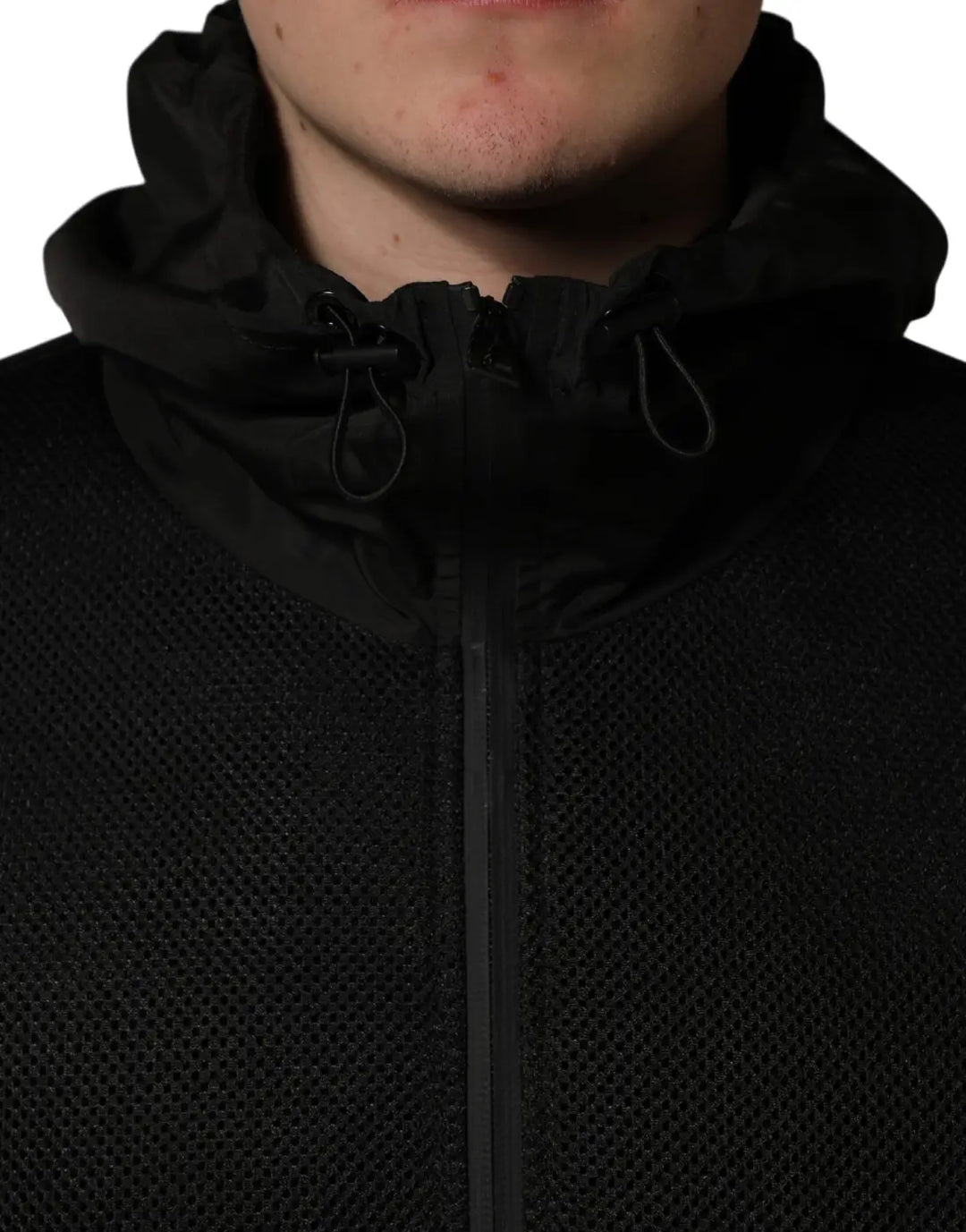 Dolce &amp; Gabbana Men Black Hooded Full Zip Bomber Jacket