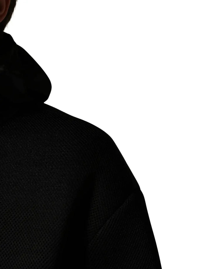 Dolce &amp; Gabbana Men Black Hooded Full Zip Bomber Jacket