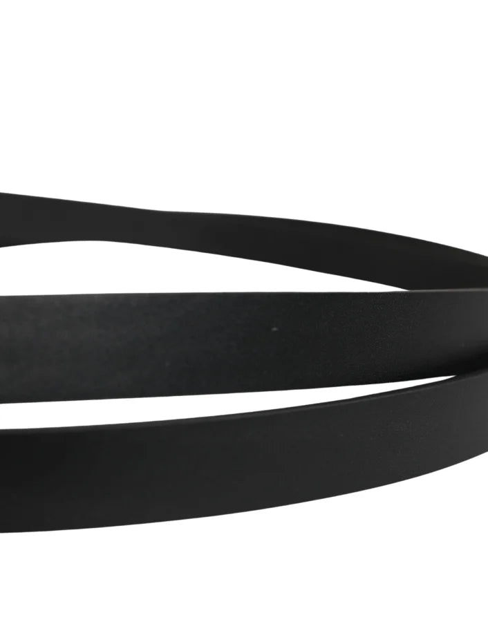 Dolce &amp; Gabbana Men Black Leather Classic Metal Buckle Belt
