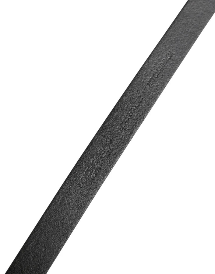 Dolce &amp; Gabbana Men Black Leather Classic Metal Buckle Belt